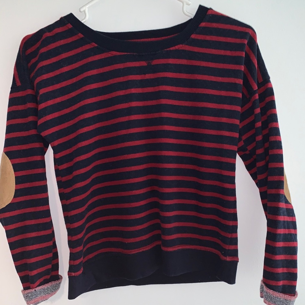 striped red and blue “Atmosphere” sweatshirt
